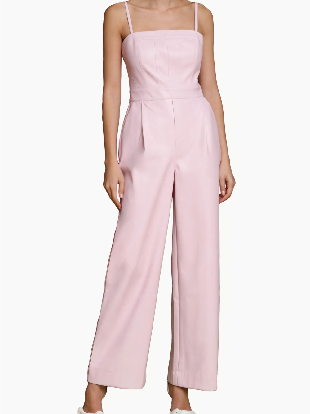 Avec Les Filles Blush Pink Square-Neck Wide-Leg Jumpsuit